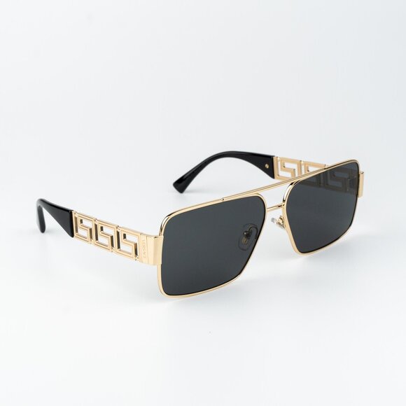 Versace Women Sunglasses Gold Grey Rectangle VE2290 100287 NEW AUTHENTIC - Picture 4 of 11